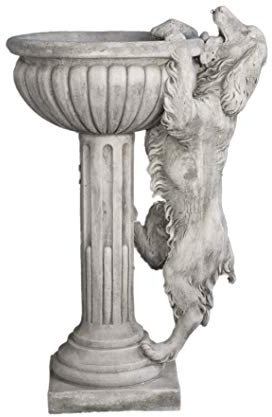 Fontaine centrale classique en béton pierre modèle chien 59 x 112 cm. - Fontaine de jardin décorative romaine style jardin anglais. Pompe à eau incluse - Fabriquée en Espagne.