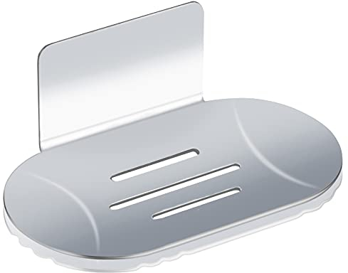 HONZUEN Selbstklebende Ohne Bohren Seifenhalter Wandmontage Edelstahl Seifenschale, Badezimmer Küche Seifenablage für Schwämme Bürsten Seife(Silber)