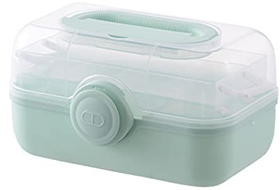 HJHIWE Medizinschrank aus Kunststoff, Aufbewahrungsbox mit Fächern und Schloss, 3 Ebenen, transparent, für Notfälle, Erste-Hilfe-Kit, Organizer für Babymedizin, Pillendose