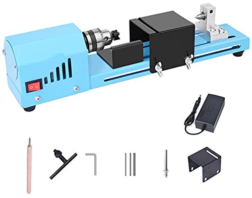 Tour À Bois Mini Tour Machine 150W Perles Polisseur DC 12-24V Benchtop DIY Mini Perles Machine Miniature Tour Menuiserie, Tour Meulage Et Polissage Perles Bois Travail