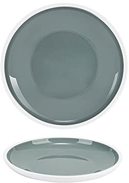 Indoor or Ourdoor Dinner Plates Melamine Dinner Plates Large Round Dinner Dishes for Indoor and Outdoor Use Dishwasher Safe (Gray and Light Blue) Pizza Pasta Serving Plates Dessert Dishes