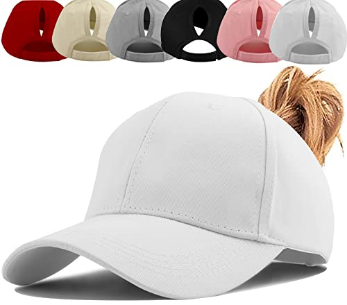 Baynetin Damen Pferdeschwanz Kappe Baseball Cap Unisex Einstellbare Hohe Unordentliche Bun Ponycap Mit Zöpfen Loch Loop Unisex Herren