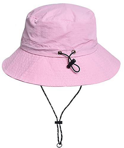WANYIG Sonnenhut Damen Herren UV Schutz Faltbar Safari Hut Wasserdicht Sommerhut Wanderhut Anglerhut Outdoor Buschhut Schnell Trocken 55-58CM (Rosa)