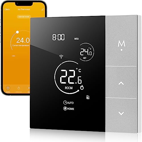 Tuya Termostato WiFi per Riscaldamento Dell'acqua,Termostati Intelligenti Programmabili Digital del Pannello di Tocco Grande Schermo per Riscaldamento Pavimento Compatibile Con Alexa 3A TGP508