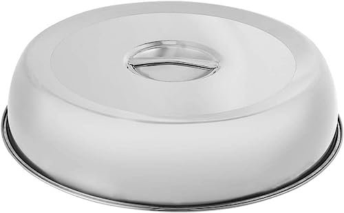 BAZAC Microwave Stainless Steel Basting Cover Melting Dome Pot Pan Lid Stainless Steel Flat Grill Accessories Silver -36CM