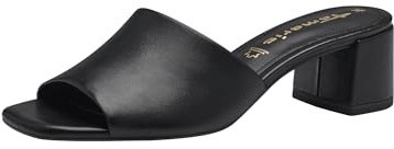 Tamaris Damen Mules Pantoletten mit Absatz Leder Blockabsatz Sommer; BLACK/schwarz; 40 EU
