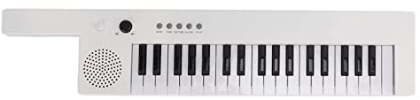Teclado Electrónico De 37 Teclas Con Forma De Guitarra Portátil Órgano Con Correa Y Micrófono Integrado Batería De Litio Y 32 Notas De Polifonía Para Principiantes Y Niños (BF-3755 blanco)
