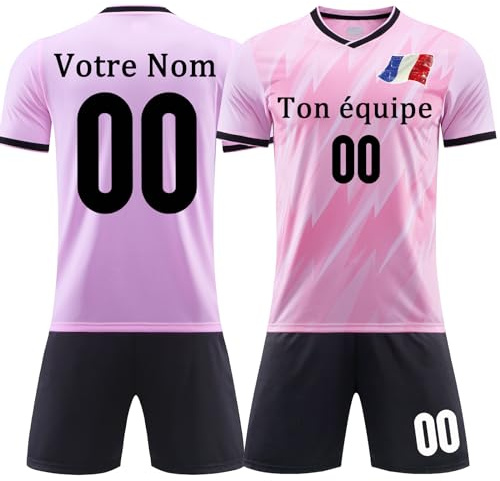 Maillot Football Personnalisé Maillot de Foot Enfant Homme Ensemble T-Shirt + Shorts Foot Personnalisé