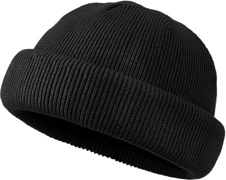 CLAPE Fisherman Beanie Fischermütze Herren Wolle Trawler Mütze Dockermütze Elastisch Strickmütze Wintermütze Kurz