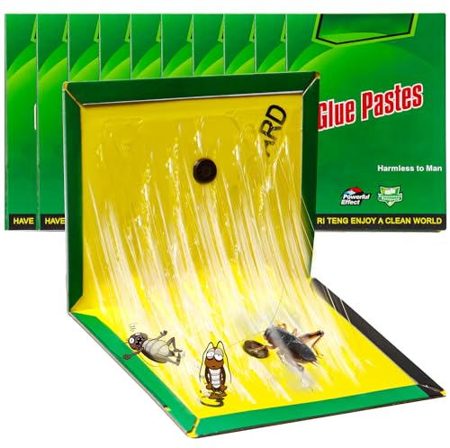 10 Pezzi Trappola Interno, 31.5 CM x 21 CM Trappole Professionale, Trappola Grandi, Colla Ultra Adesive Senza Veleno per Scarafaggi Gechi