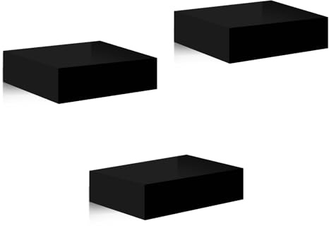 WOLTU 3er Set Wandregal, Schweberegal Schwarz klein, Regal freischwebend, Wanddeko für Wohnzimmer Schlafzimmer Kinderzimmer, hochglänzend, aus MDF, 10,5x7,8x3 cm, RG9498sz