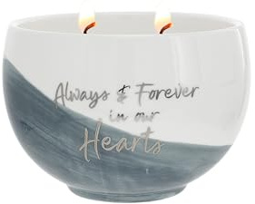 Pavilion Gift Company - Always & Forever in Our Hearts - 15 Oz Soy Wax Single Wick Candle in Ceramic Vessel in Memory Loss of Loved One Remembrance Bereavement Grief Present Funeral Gift