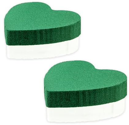 Creativery Nass Steckschaum Herz 10cm 2er Set - für Profi Floristen & Hobby Bastler - Frischblumen Steckschwamm - Blumen Steckmasse Blumensteckschaum - Floristik Zubehör & Floristikbedarf - Grün