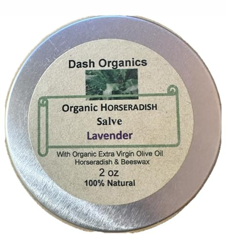 Organic Herbal Salve | 2oz | Lavender Scented | Made with Organic Extra Virgin Olive Oil (Horseradish)