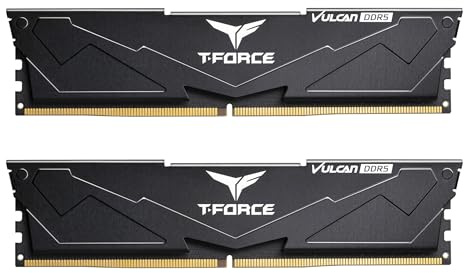 TEAMGROUP T-Force Vulcan DDR5 64GB (2x32GB) 6000MHz (PC5-48000) CL38 Intel XMP 3.0 & AMD Expo Compatible Desktop Memory Module Ram Black FLBD564G6000HC38ADC01