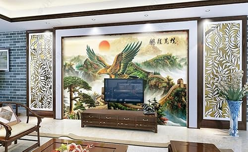 Papier Peint Panoramique Peinture à l’encre Roc Great Wall Tableaux Muraux Tapisserie Photo Décoration Murale Salon Chambre 400CM(L)*280CM(H)