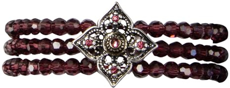 Alpenflüstern Perlen-Trachten-Armkette Louise 3-reihig - Damen-Trachtenschmuck mit bi-color-farbenem Trachten-Ornament, elastische Trachten-Armkette, Perlenarmband (in traditionellen Farben) DAB086