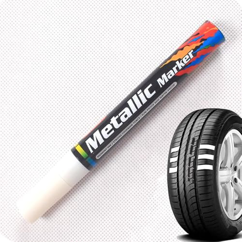 Nulala Pennarello per pneumatici bianco 1 pezzo, pennarello permanente impermeabile per pneumatici per auto, moto, bicicletta, adatto per pneumatici per auto, moto, bicicletta