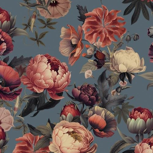 20 Servietten Blumen Pfingstrosen Vintage auf blau als Tischdeko. Papierservietten mit Motiv. Auch für Decoupage und Serviettentechnik 33x33cm