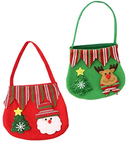 HAPINARY 2stücke Weihnachtsgeschenktasche Aus Stoff Mit Weihnachtsmotiv Als Weihnachts-süßigkeitentasche Oder Geschenksack Für Partydekoration Zu Hause Geschäft