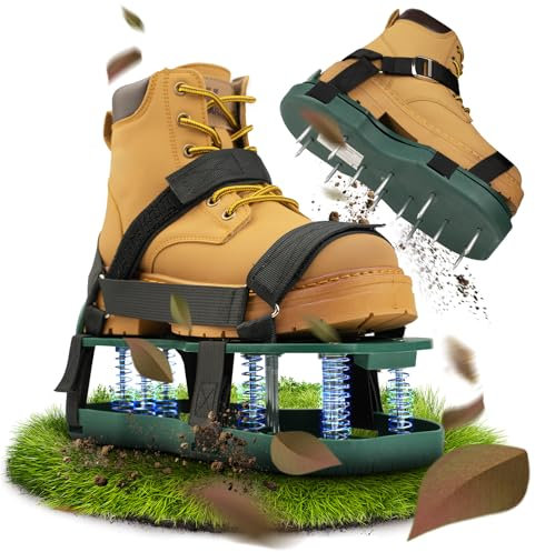 HARDZTOOL Chaussures à Clous Pro avec Fermeture en Métal, Aérateur de Pelouse Pré-Monté, Scarificateur pour Gazon et Aérateur, Aérateur de Pelouse Idéal pour Jardin et Travaux de Chape