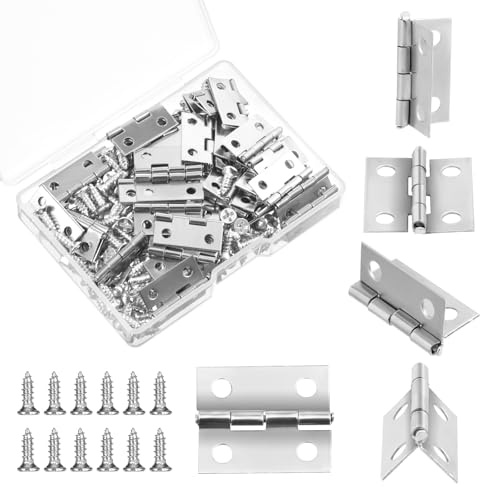 50 PCS Small Hinges with 200 Screws, Small Hinges for Wooden Box, Mini Cabinet Hinge for Wooden Jewelry Box, Crafts, Cabinet