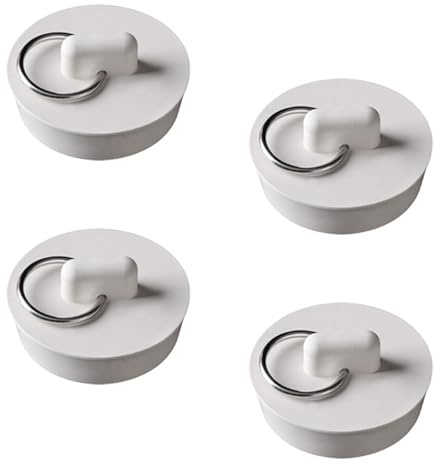 SagaSave 4 confezioni di tappi per vasca, tappo di scarico in gomma con anello per appendere, tappo di scarico universale per vasca da bagno, cucina e bagno, 48-49mm