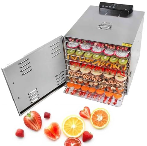 Secador De Frutas Y Alimentos Comercial, Pantalla Digital: Alimentos Y Cecina, Carne, Frutas Y Verduras, Deshidratador EléCtrico De Golosinas Para Perros De 6/8 Capas, Acero Inoxidable,6Layer-220V