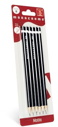 Pigna, Matite HB, Blister da 6 Pezzi, linea Monocromo, Ideali per Scuola e Ufficio