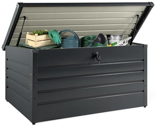 IDMarket - Coffre de rangement métal verrouillable gris anthracite pour jardin 810L