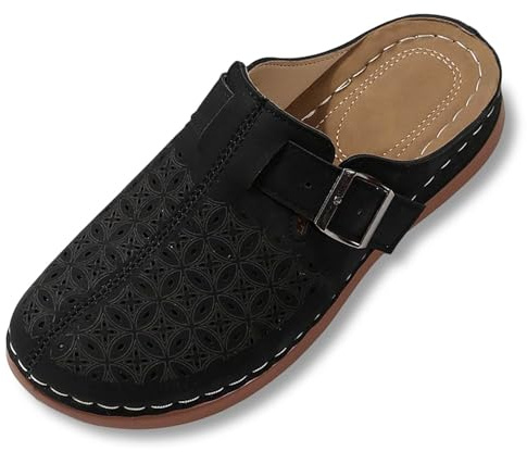 Générique Femmes Mules Bout Fermé été Confortable et Sabots Femme Sandale Plateforme Pantoufles Orthopédiques Chaussons de Plage Slippers Bohemia Romain Sandals (Black, 40)