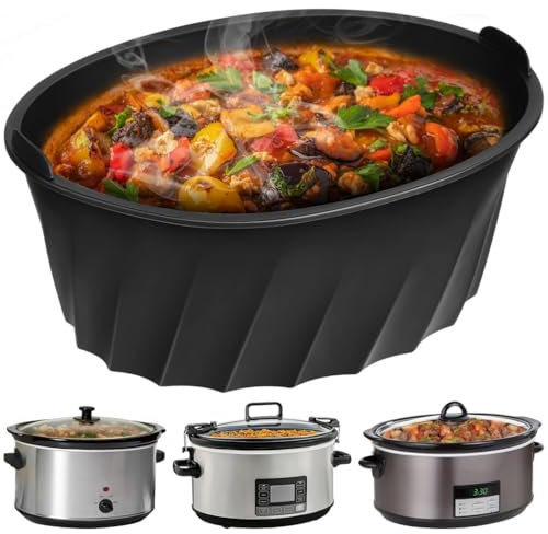 Reusable Silicone Slow Cooker Liner for 6-8 Qt Oval Crock Pot, Non-Stick Leakproof Insert, Dishwasher Safe & Large-Capacity