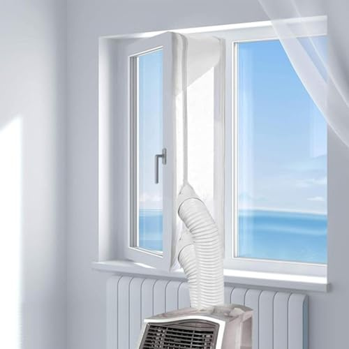 Kit de ventana de aire acondicionado, kit de sellado de ventana de 400 cm, accesorios de aire acondicionado portátiles, resistente al agua y antimosquitos, kit de ventana portátil con cremallera y