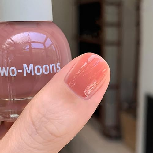 Pink Nail Varnish - Jelly Nail Polish Quick Dry - Long Lasting Dark Pink Natural Nude Nail Varnish - Water Based Breathable Translucent Nail Polish - No UV Needed for Women DIY Manicure