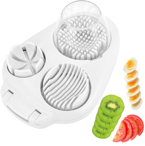Lotvic 3 in 1 Egg Slicer, 3 Modes Egg Slicer for Boiled Eggs, Egg Slicers with Stainless Steel Wire and Container, Multifunctional Egg Slicers for Soft Fruit Strawberry Grape Vegetable Tomato Mushroom