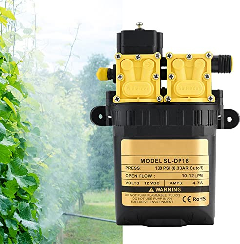 KIMISS Bomba de Pulverizador Eléctrico de Agua Eléctrica de 12 V de Alta Presión para Agricultura: Acero Fundido y ABS, Disipación de Calor Efectiva, Rendimiento de Doble Núcleo, Caudal 7-9 Lpm