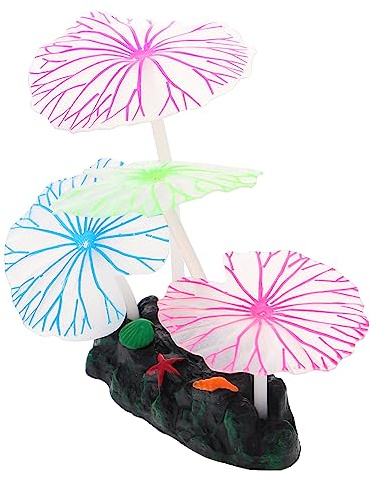 BESPORTBLE Artificial Aquarium Lotus Leaf Ornament Realistic Simulation Fish Tank Decoration with Transparent Leaves Vivid Color Easy to Clean and Safe for Fish Suitable for Aquariums Ponds
