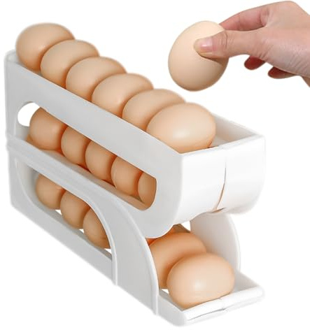 Hueveras Para Frigorifico, 3 Niveles Porta Huevos Rodante Soporte Pa-ra Huev-os Rodante P-ara Refrigerador, Dispensador Huevos, Para La Cocina