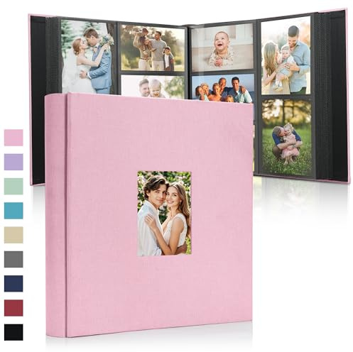 DazSpirit Photo Albums 6x4 1000 Slip-in Pockets with Linen Cover | Extra Large 10x15 Landscape and Portrait Pictures with Front Window for Wedding, Family Photo Books and Travel Memories