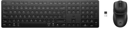 HP 490C Combo Tastiera e Mouse Wireless Multidispositivo (Porta USB-A, Bluetooth, 22 Tasti Programmabili, Ricevitore USB, Tasto Copilot, Batteria a Lunga Durata) QWERTY Italiano, Nero