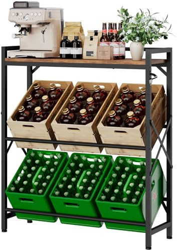 Aibiju Drink Getränkekistenregal mit Ablage für 6 Kisten，32D x 100W x 116H cm Freistehend Kistenständer, Getränkeregal Wasserkistenregal, Bierkistenregal für Wohnzimmer, Küche, Weinkelle, YD-YLJ006H
