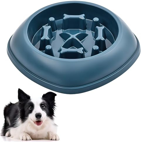 Slow Feeder Dog Bowl Anti-Choke for Small Medium Large Dogs Blue | Blue bowl with interactive maze pattern,Slows eating to prevent choking and bloat,PP with anti-slip base,For dogs and cats