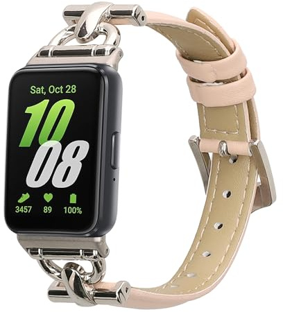 kwmobile Leather Strap for Samsung Galaxy Fit 3 Watch Strap - Fitness Tracker Replacement Watch Band - Sports Wristband with Clasp - White