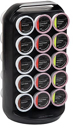 Mind Reader Almacenamiento de cápsulas de café de una sola porción, capacidad para 30 cápsulas, organizador de encimera, 6.75 pulgadas de largo x 6.25 pulgadas de ancho x 12.5 pulgadas de alto, negro