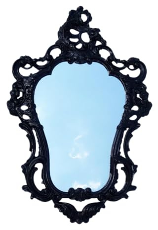 Lnxp EXKLUSIVER WANDSPIEGEL BAROCKSPIEGEL ANTIK BAROCK Rokoko REPRO Spiegel SCHWARZ 50X76 WANDDEKO 118SP