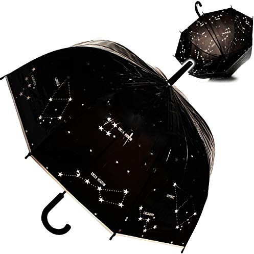 alles-meine.de GmbH großer XL - Regenschirm - Automatik - Sternbilder & Sterne - durchsichtig & transparent - Ø 80 cm - Stockschirm mit Griff - durchscheinend - klar - Regenschir..