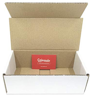 Cajeando - Pack de 50 Cajas de Cartón Automontables 21 x 10 x 7 cm Canal Simple y Color Blanco Para Mudanzas y Envíos Fabricadas en España