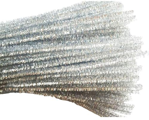 Carykon Pfeifenreiniger, glitzernd, 30,5 cm, 100 Stück, silber