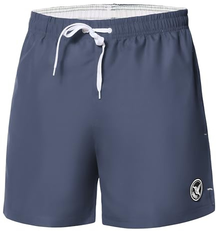 Ladeheid Bañador Hombre Short Deportivo de Baño con Forro Interior de Malla, Secado Rápido, Cintura con Cordón y Bolsillos, Cómodo para Playa, Piscina o Gimnasio LA40-198 (Jeans Oscuro, 5XL)