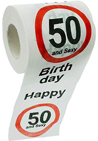 Scherzartikel Deko Spaß-Toilettenpapier Runder Geburtstag lustiges Geschenk (50 & Sexy - 1Rolle)